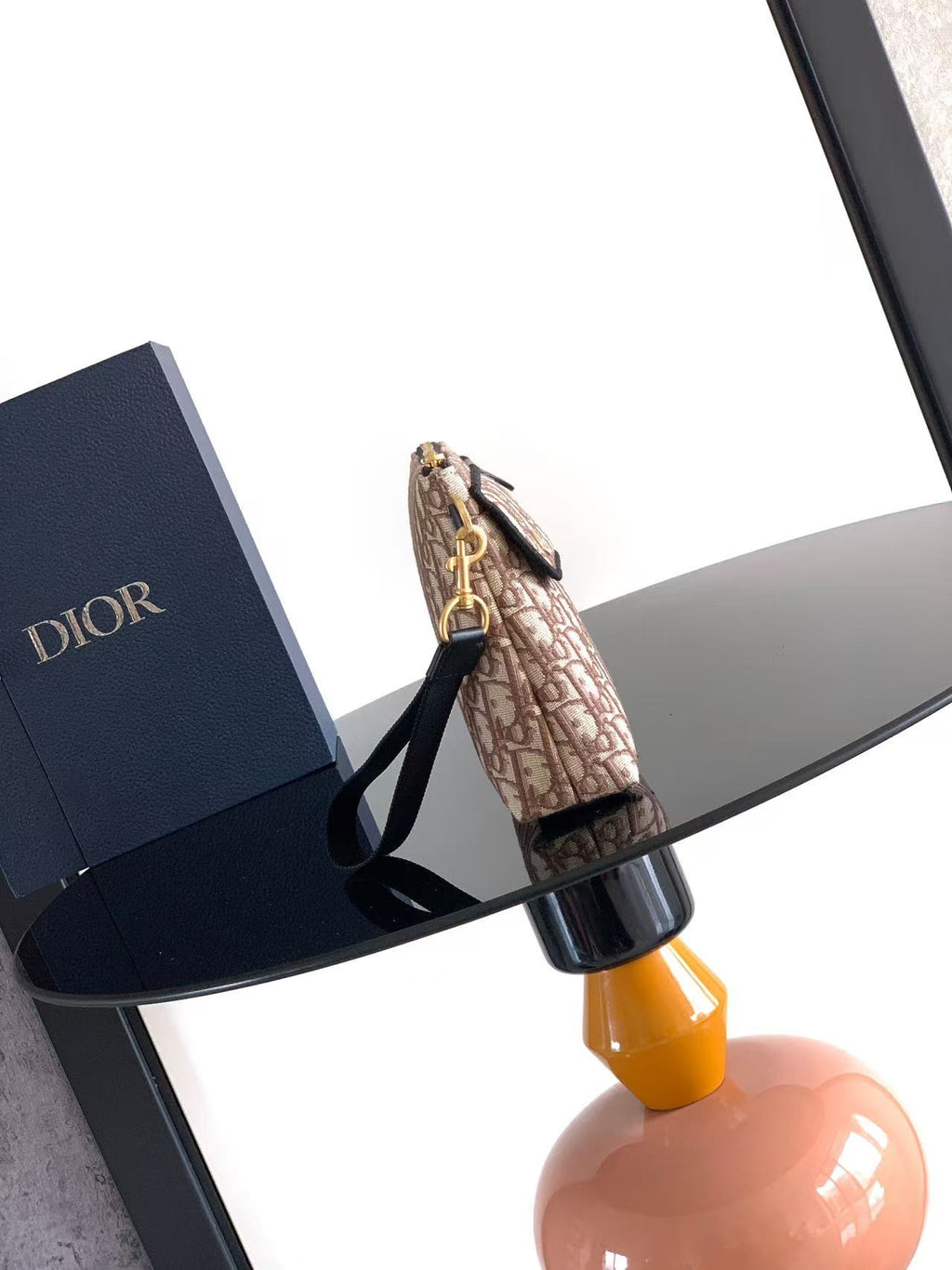 Клатч Dior з деніму й натуральної шкіри, коричневий — фото 2