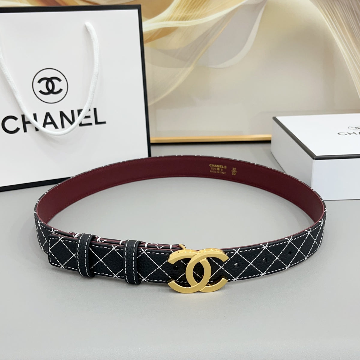 Ремінь Chanel з деніму та натуральної шкіри